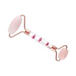 Massajador de rolo duplo com Quartzo rosa e Flores